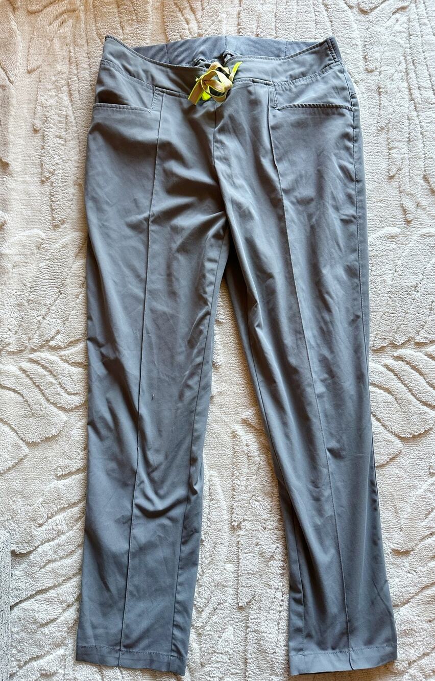 Medelita Women Pixel Scrub Pants Grey Neon Lime Drawstring Medical Size Large L